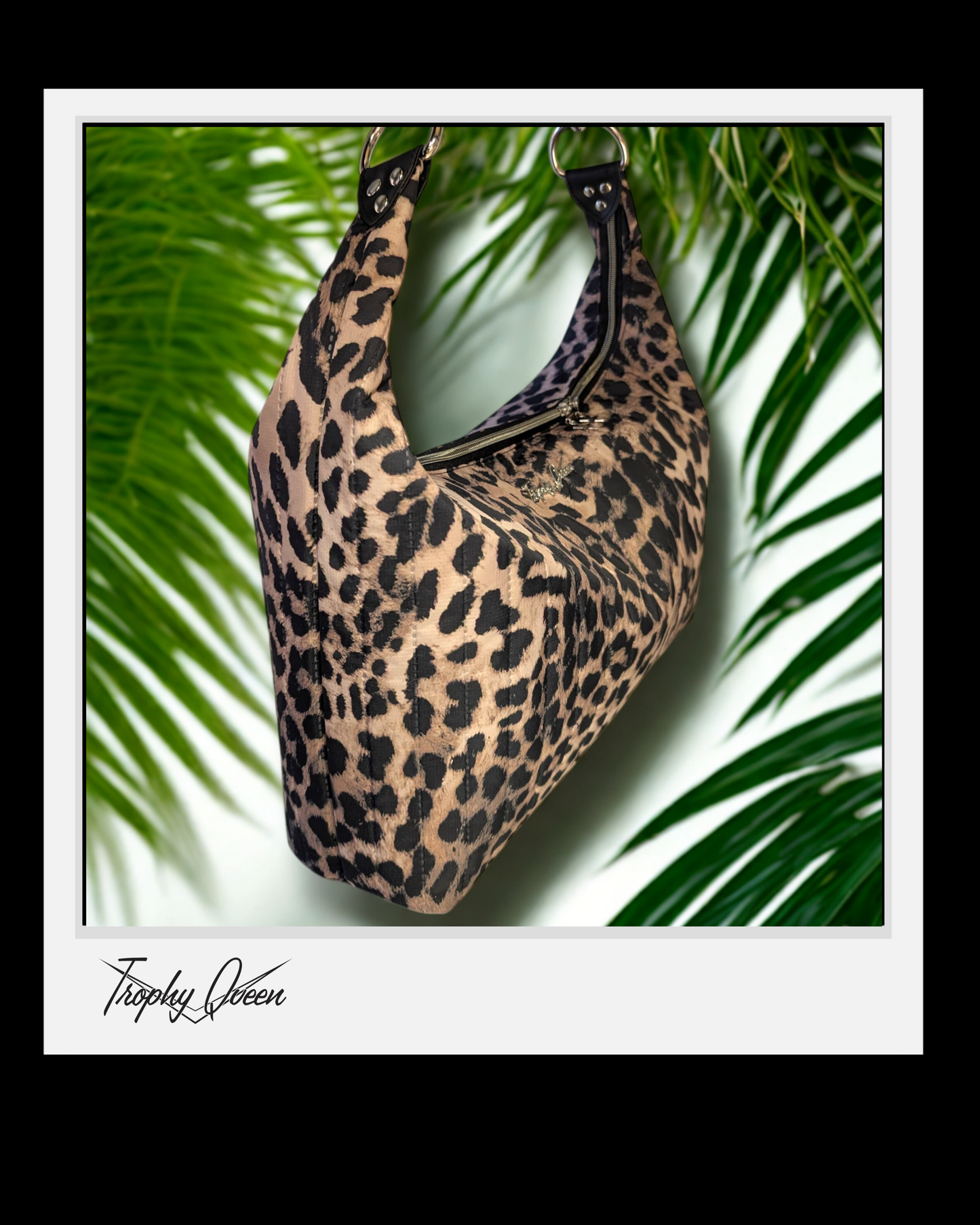 Hobo Bag - Quilted Leopard Ripstop / Hot Pink Satin Lining