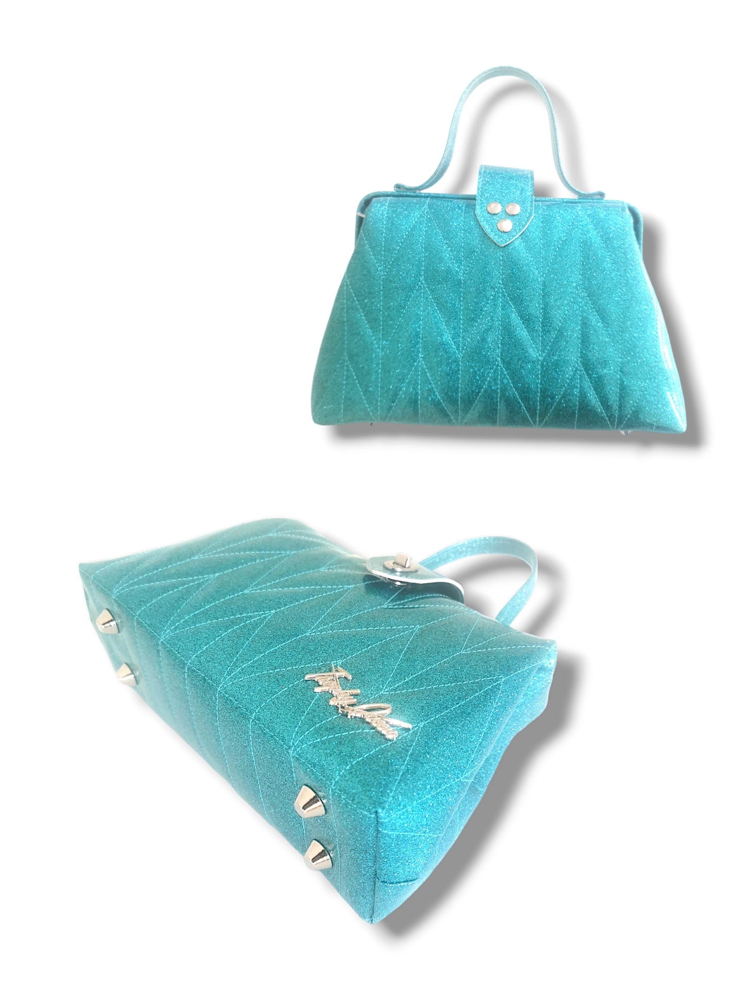 Audrey Bag with Firebird Pleating - Baja Blue / Serape Lining