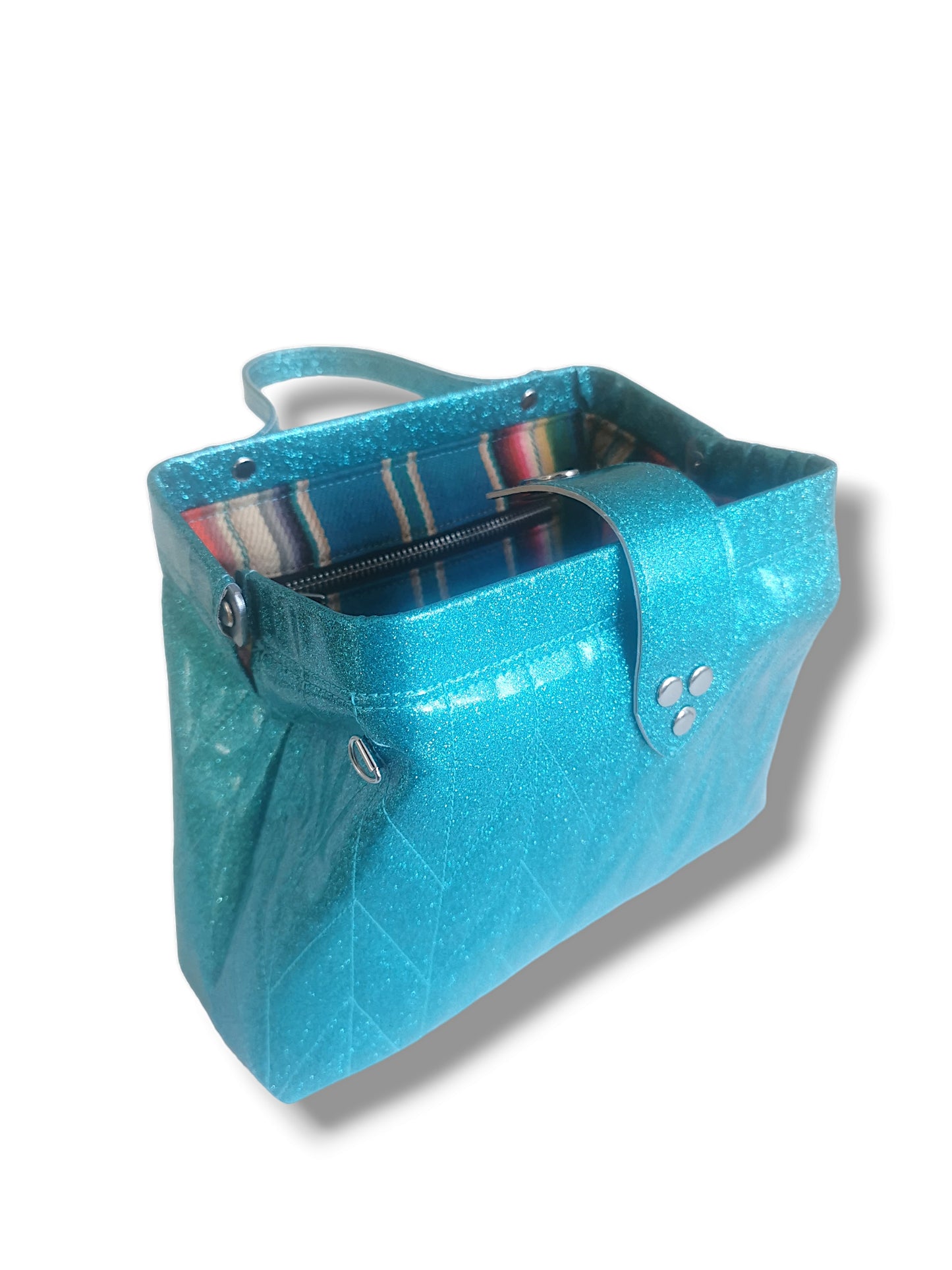 Audrey Bag with Firebird Pleating - Baja Blue / Serape Lining