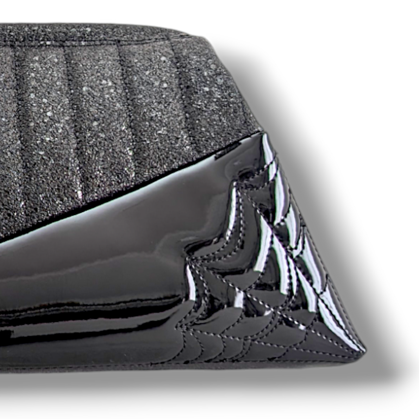 Lucille Spider Web Clutch Bag - Black Gloss / Black Asphalt - Leopard Lining