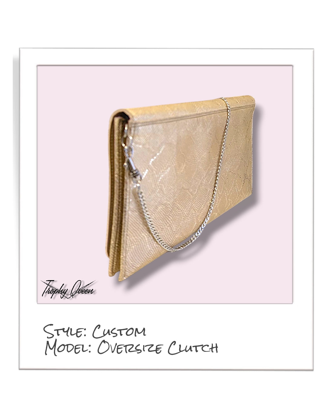 Oversize Clutch / Shoulder Bag - Golden Python / Fiesta Print Lining