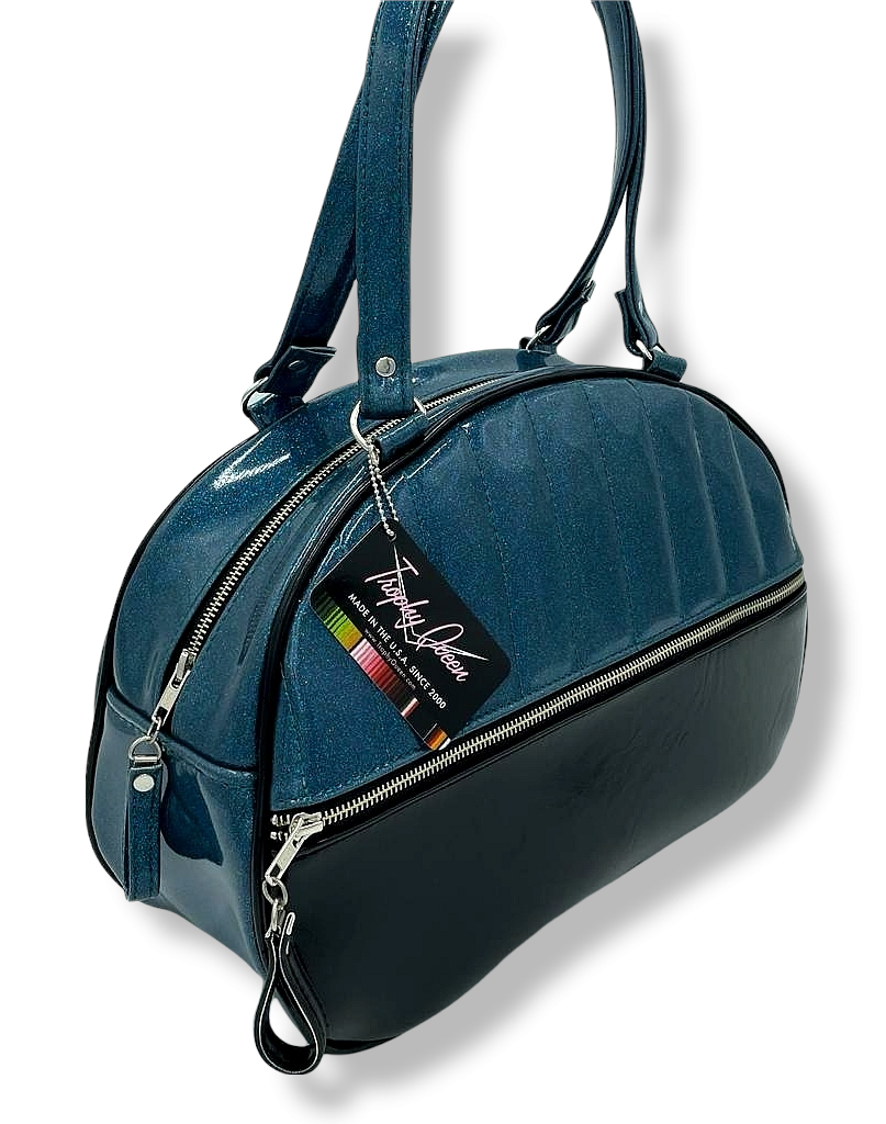 Lucky Strike Bowling Style Bag - Teal Glitter / Grease Black- Leo Lining