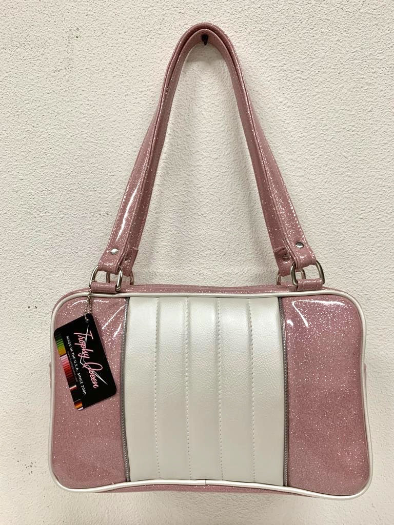 Roadster Tote Bag - Blush Pink Glitter / Pearl White - Leopard Lining