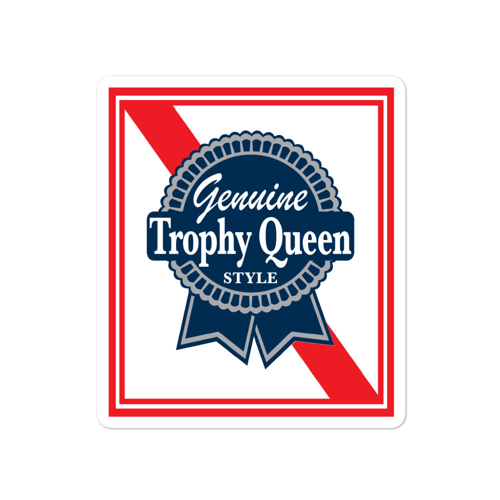 Trophy Queen Blue Ribbon Logo kiss cut stickers are printed on durable, high opacity adhesive vinyl which makes them perfect for regular indoor use as well as for covering other stickers or paint. The high-quality vinyl ensures fast and easy bubble-free application.