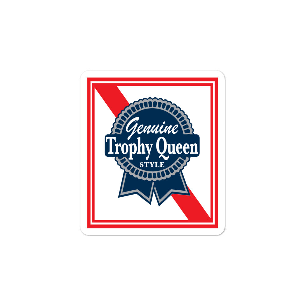 Trophy Queen Blue Ribbon Logo kiss cut stickers are printed on durable, high opacity adhesive vinyl which makes them perfect for regular indoor use as well as for covering other stickers or paint. The high-quality vinyl ensures fast and easy bubble-free application.