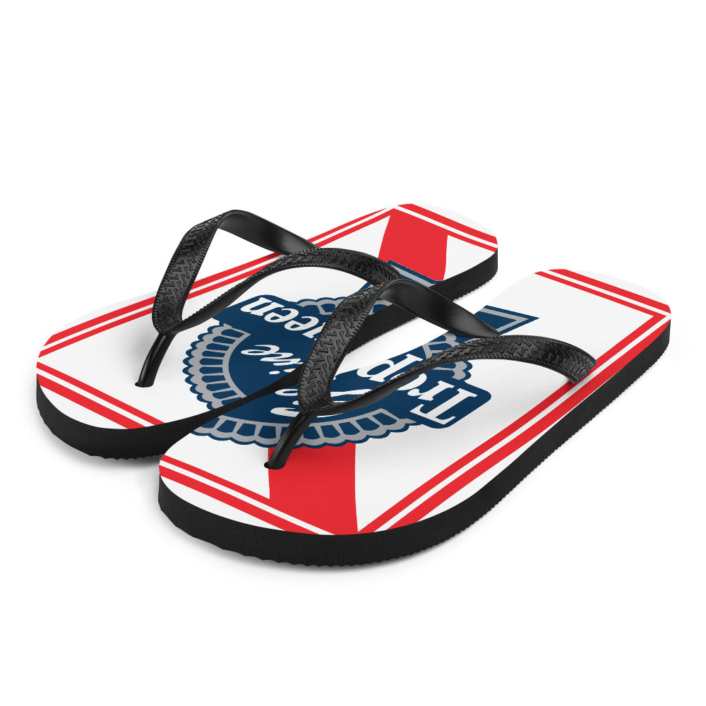 Prepare for an adventurous and carefree summer with a pair of colorful Trophy Queen Blue Ribbon logo with rubber soles and soft fabric lining these flip flops are sure to make you feel comfortable wherever your day takes you.