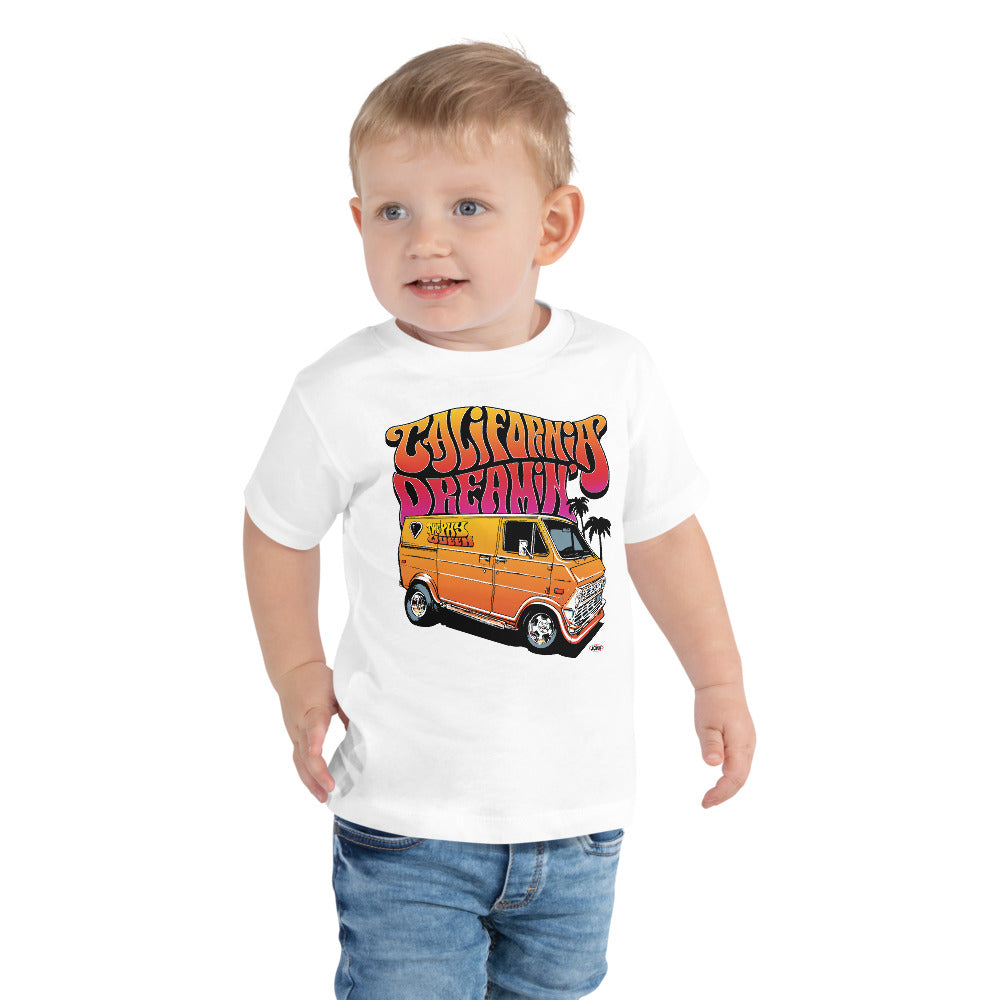Let your toddler do their thing while feeling super comfy and looking extra stylish in this short-sleeve jersey t-shirt made from pre-shrunk, 100% cotton with a unique print of the Trophy Queen California Dreamin' Logo by American Artist Jason Cruz. The tee is soft, durable, relaxed fit for extra comfort, and bound to become the staple of your toddlers wardrobe.