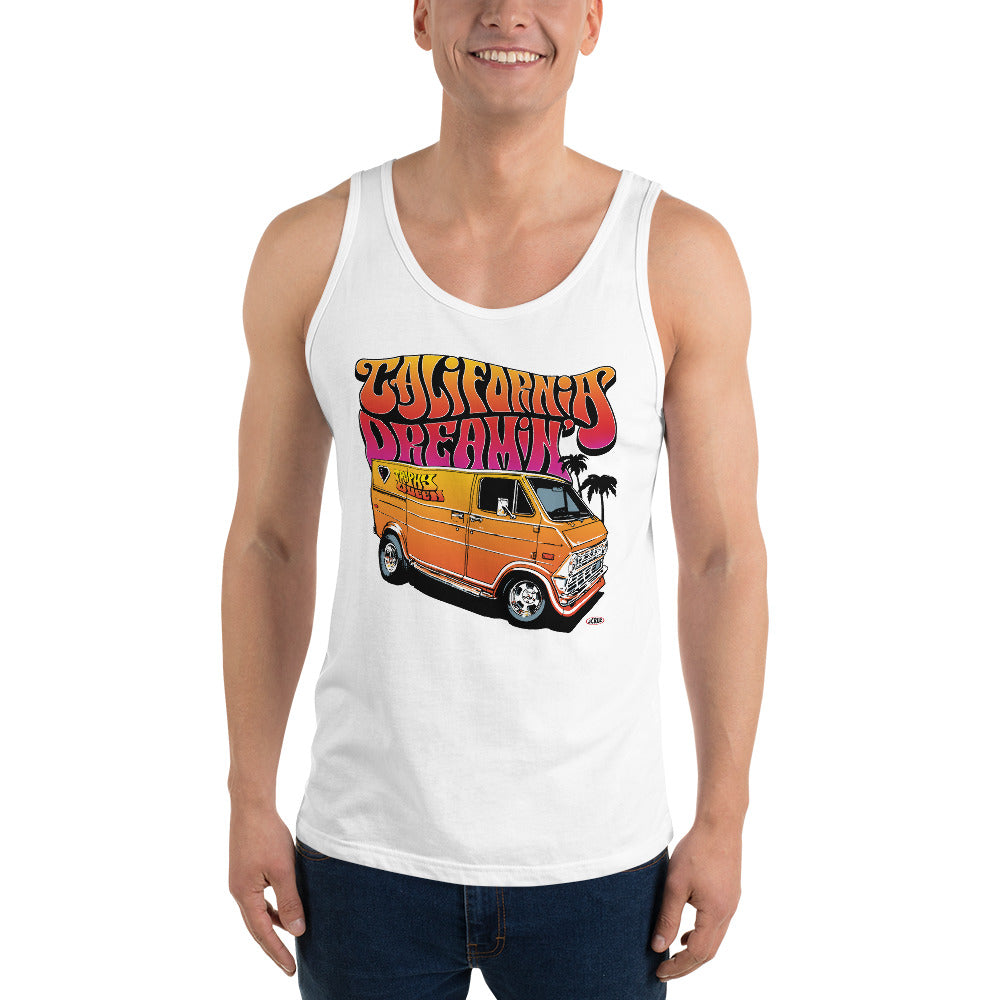 A classic, all-purpose unisex tank. A timeless classic intended for anyone looking for great quality and softness. 100% combed and ringspun cotton Tri-blends are 50% polyester/25% combed/25% ringspun cotton/rayon, Side-seamed and wide range unisex sizing this Trophy Queen California Dreamin' Logo by American Artist Jason Cruz unisex tank will keep you looking and feeling cool.
