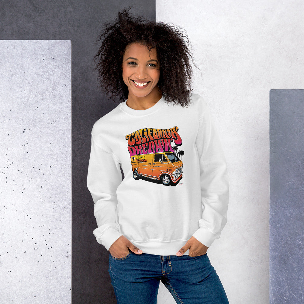 This pre-shrunk cotton polyester blend, classic fit sweater has air-jet spun yarn for a soft feel, reduced pilling, and no center crease. With 1x1 athletic rib knit collar with spandex and double-needle stitched collar, shoulders, armholes, cuffs, and hem and the fantastic Trophy Queen California Dreamin' Logo by American Artist Jason Cruz this sturdy and warm sweatshirt is bound to keep you warm in the colder months.