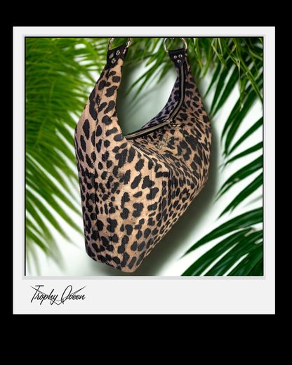 Hobo Bag - Quilted Leopard Ripstop / Hot Pink Satin Lining