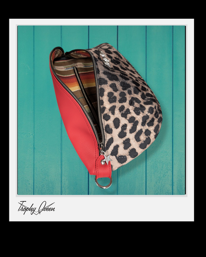 Big EZ - Quilted Leopard / Poppy Red Leatherette - Serape Lining