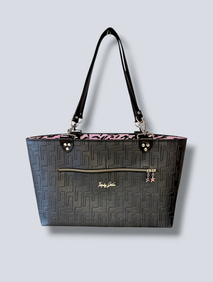 Open Tote - Atomic Black / Pink Leopard Lining