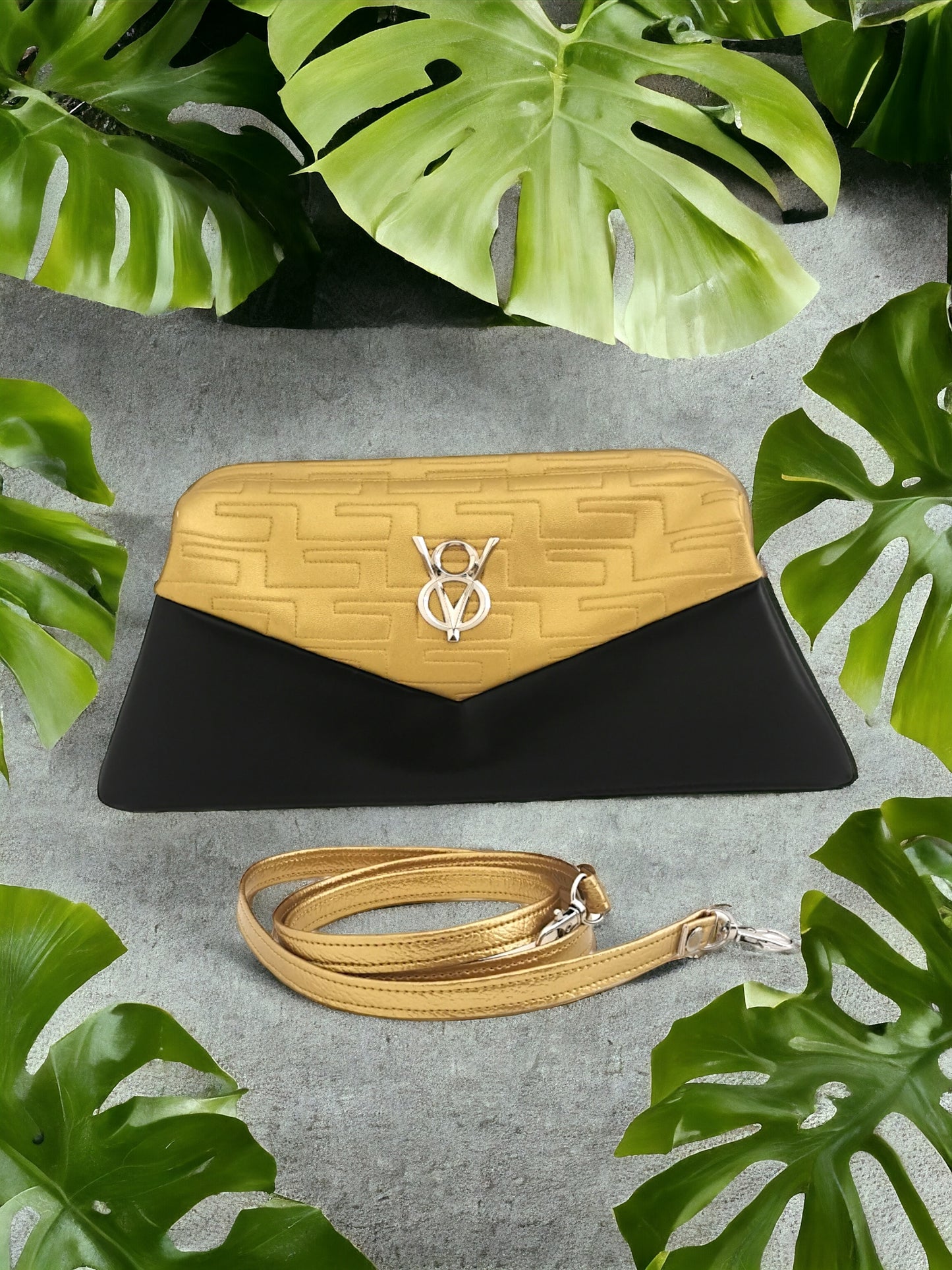 Lucille V8 Clutch Bag- Atomic Gold / Vintage Black - Leo Lining