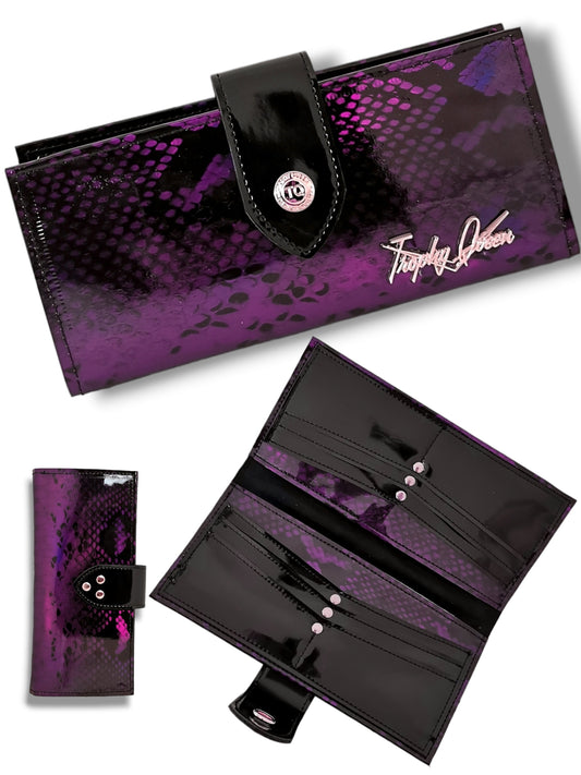 Long Card Wallet - Purple Python / Black Ultra Suede Lining