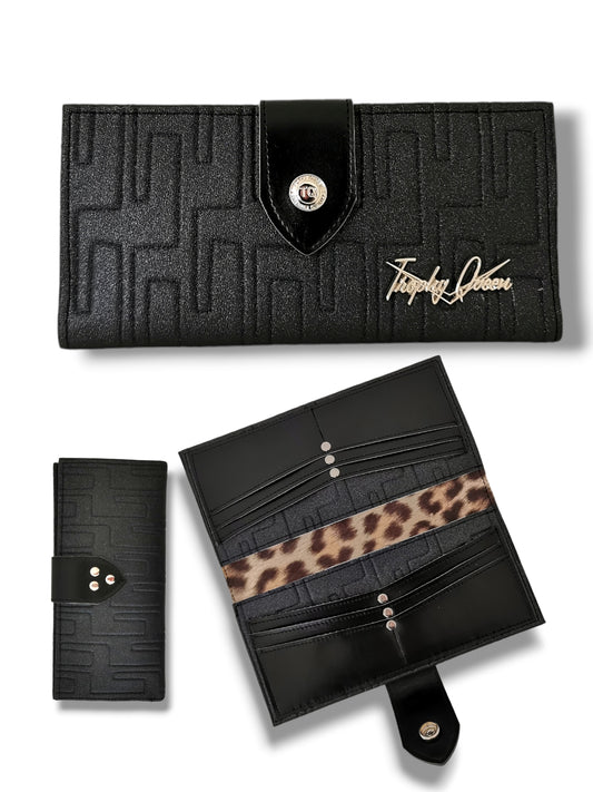 Long Card Wallet - Atomic Black/ Velvet Leopard Lining