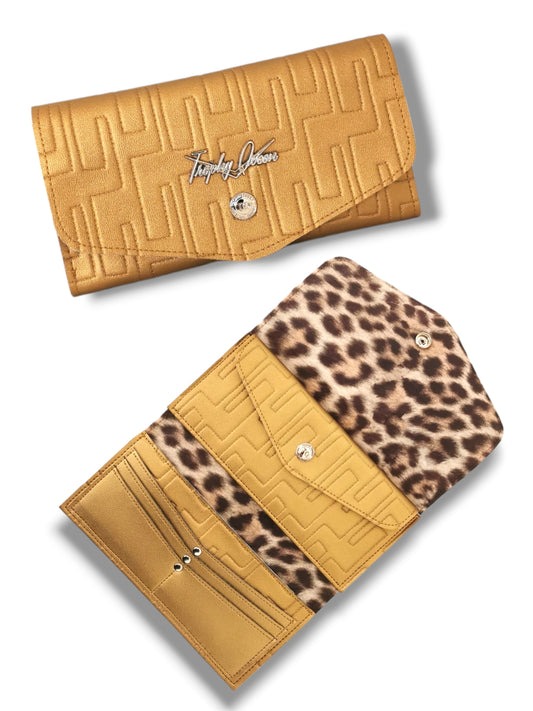 Large Snap Wallet - Atomic Gold / Velvet Leopard Lining