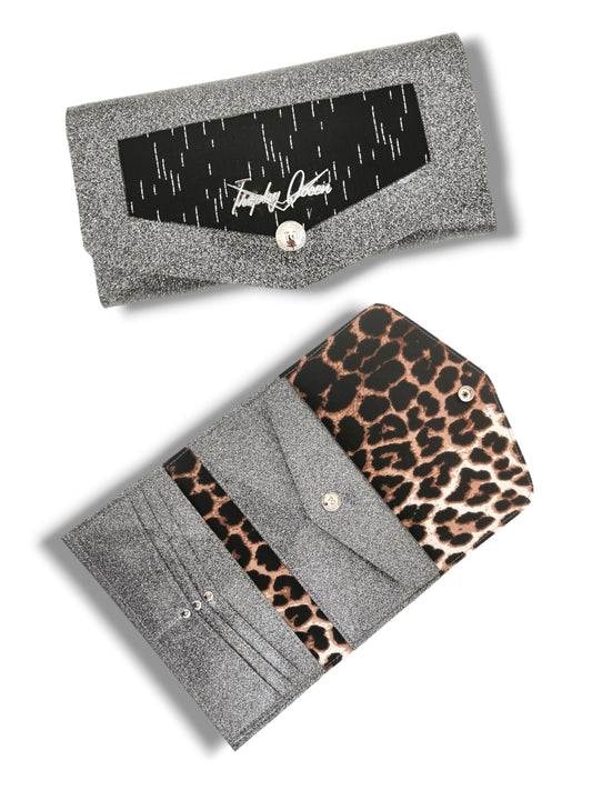 Large Snap Wallet - 58 Edsel / Gray - Leopard Canvas Lining