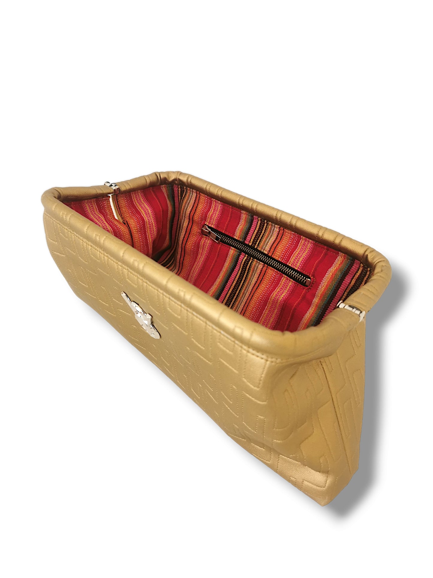 Dita V8 Clutch Bag - Atomic Gold / Red Stripe Lining