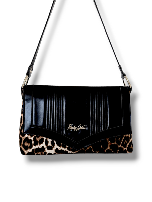 Run About Bag - Vintage Black  / Leopard Canvas - Ferrari Red Lining