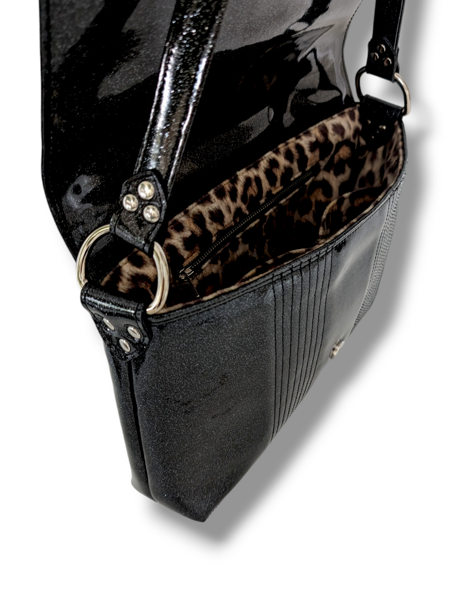 Run About Bag - Coal Black / Velvet Leopard Lining