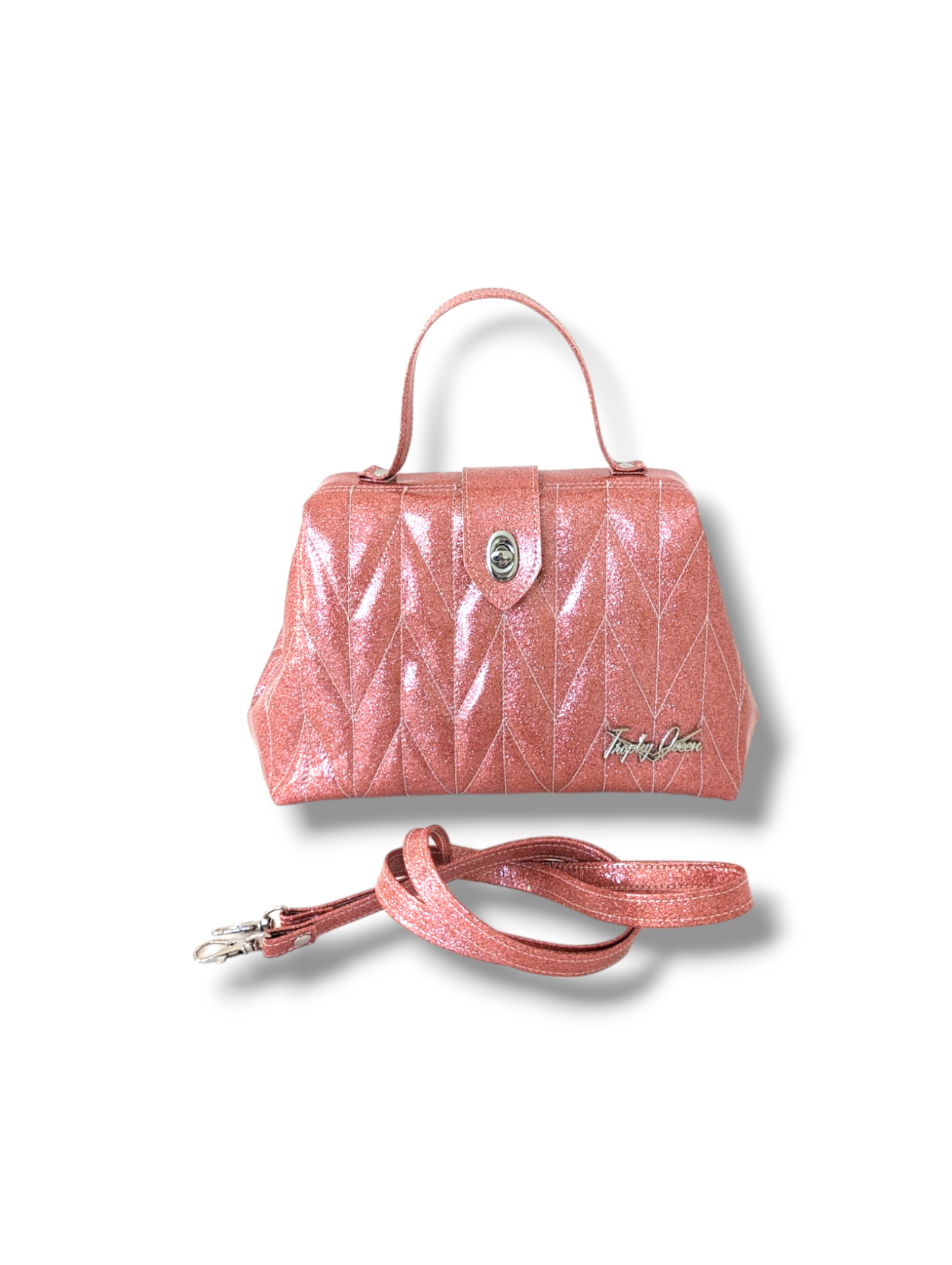 SALE SAMPLE! Audrey Bag with Firebird Pleating - Dixie Peach / Velvet Leopard Lining