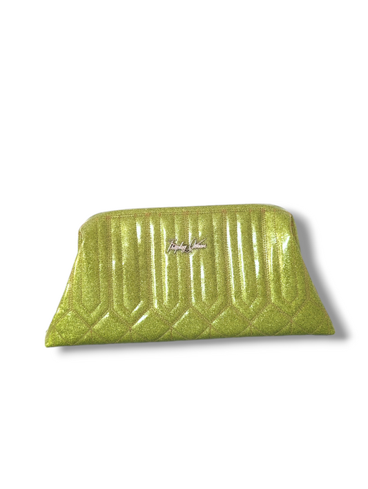 SALES SAMPLE! Dita Clutch with Riviera Pleating - Tropical Green / Serape Lining