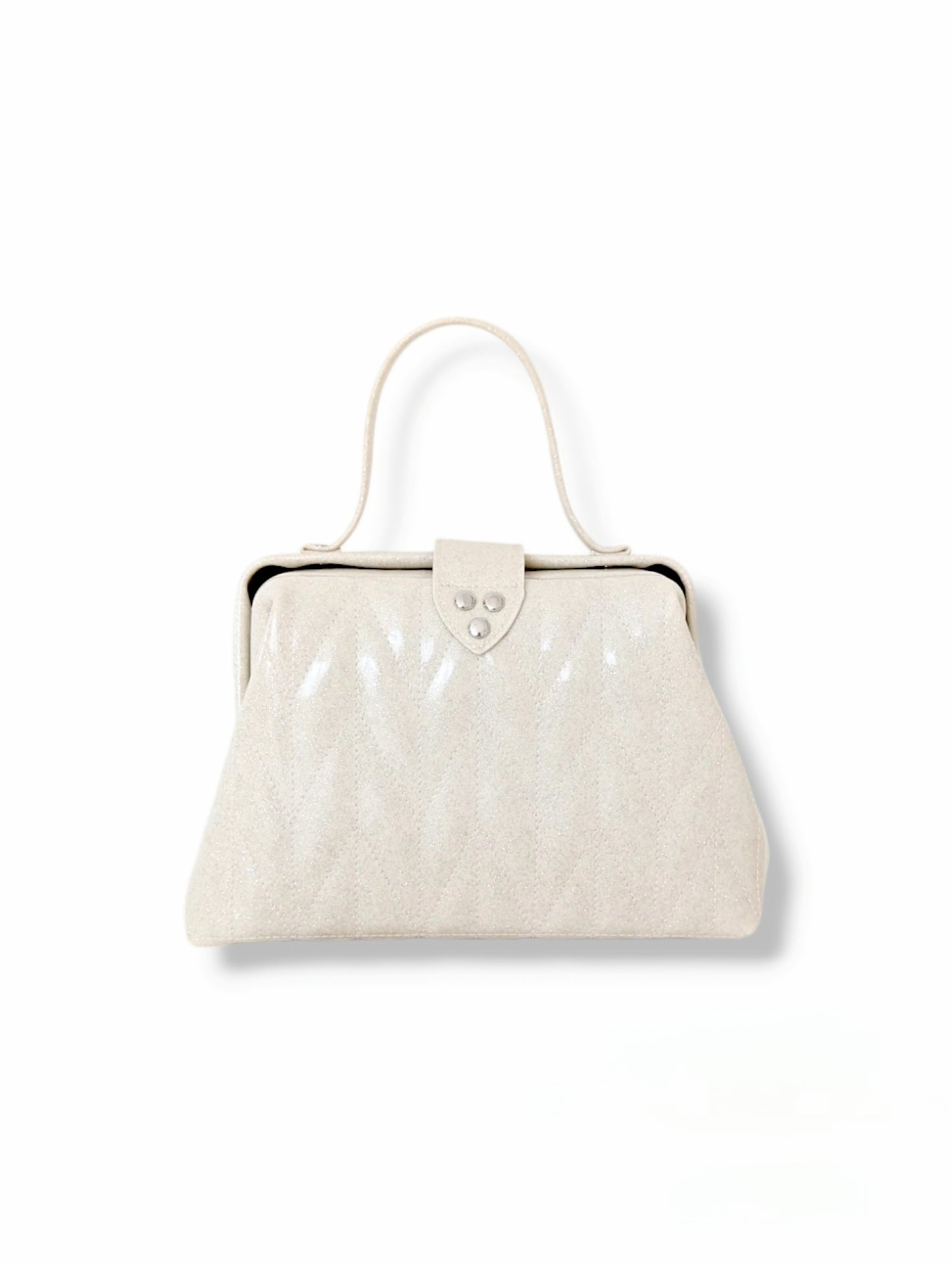 Audrey Bag with Firebird Pleating - White Glitter / Leopard Canvas Lining