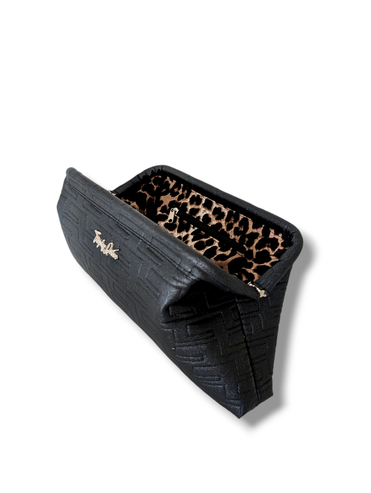 Dita Clutch Bag - Atomic Black / Leopard Lining