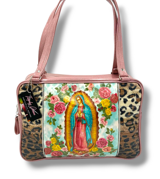 Limited Edition Virgin Mary Bag - Leopard / Blush Pink Glitter - Leopard Lining