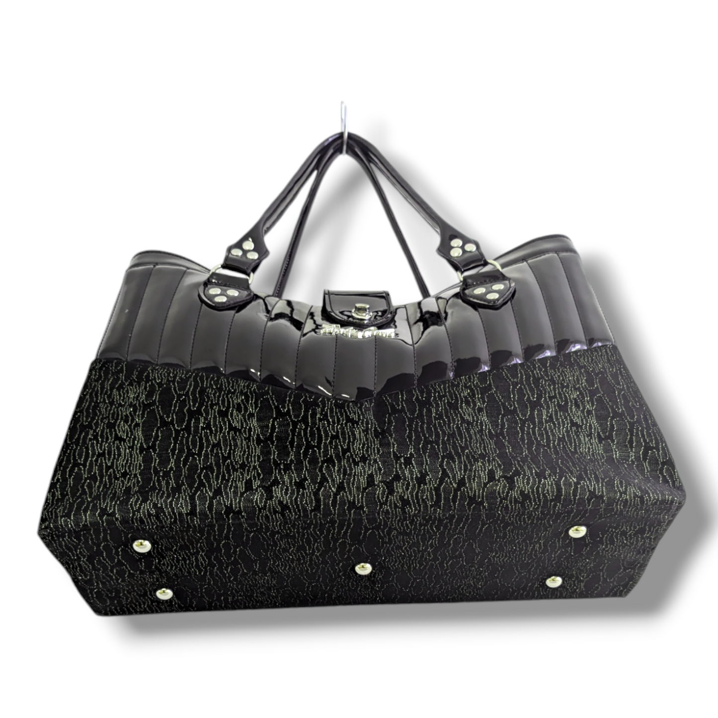 Vintage Green 1957 Chevy  Open Tote - Black Gloss / Leopard Lining