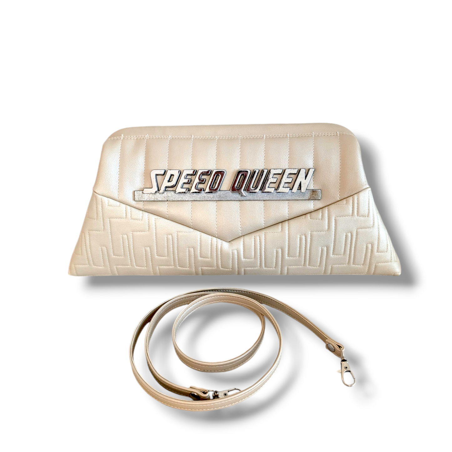 Lucille “Speed Queen" Clutch Bag - Atomic Oyster / Oyster White - Leopard Lining