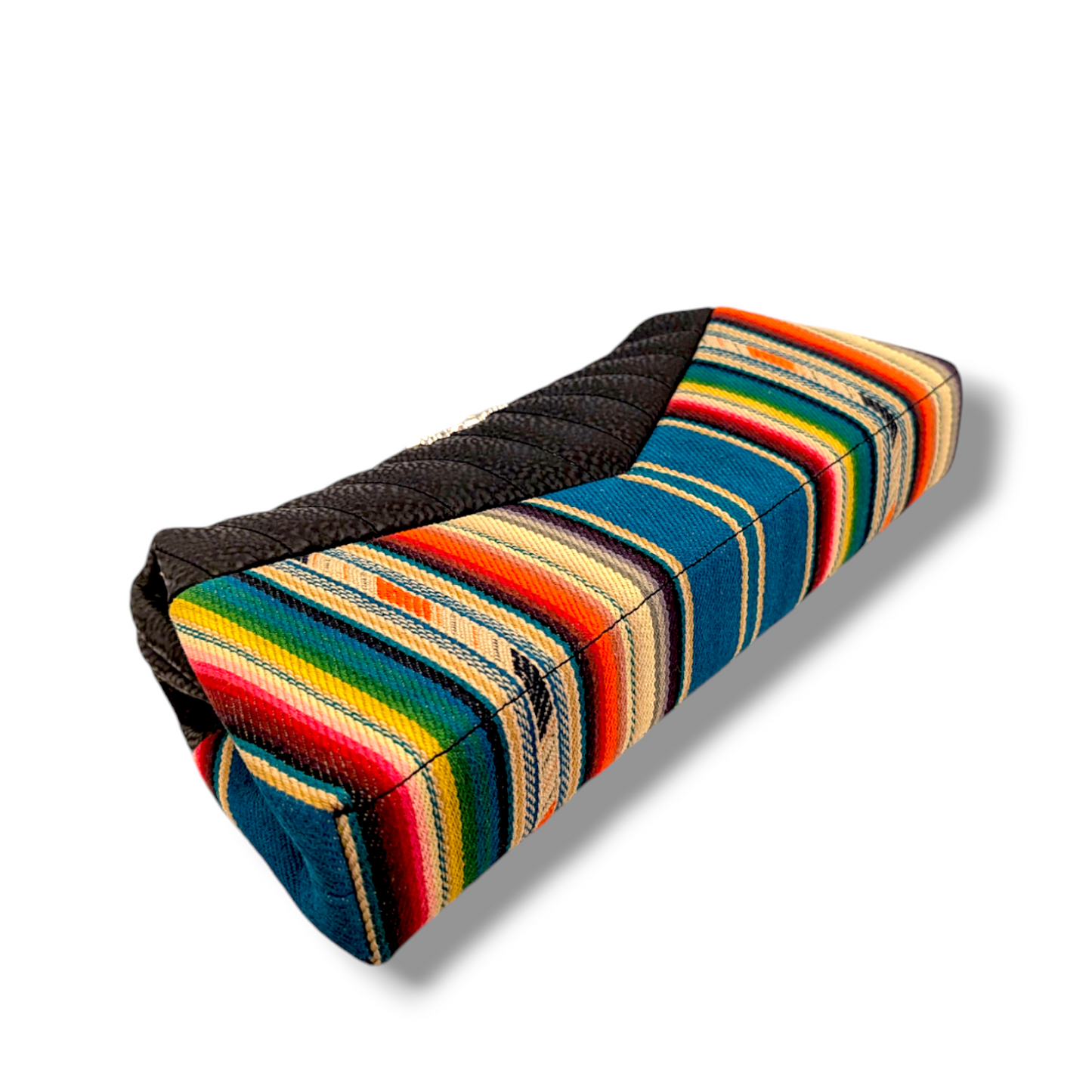 Lucille Clutch Bag - Turquoise Serape / Black Ice - Leopard Lining