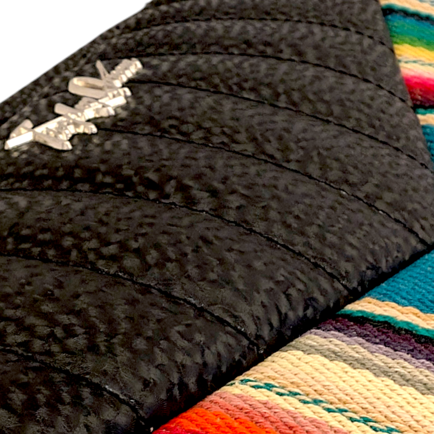 Lucille Clutch Bag - Turquoise Serape / Black Ice - Leopard Lining