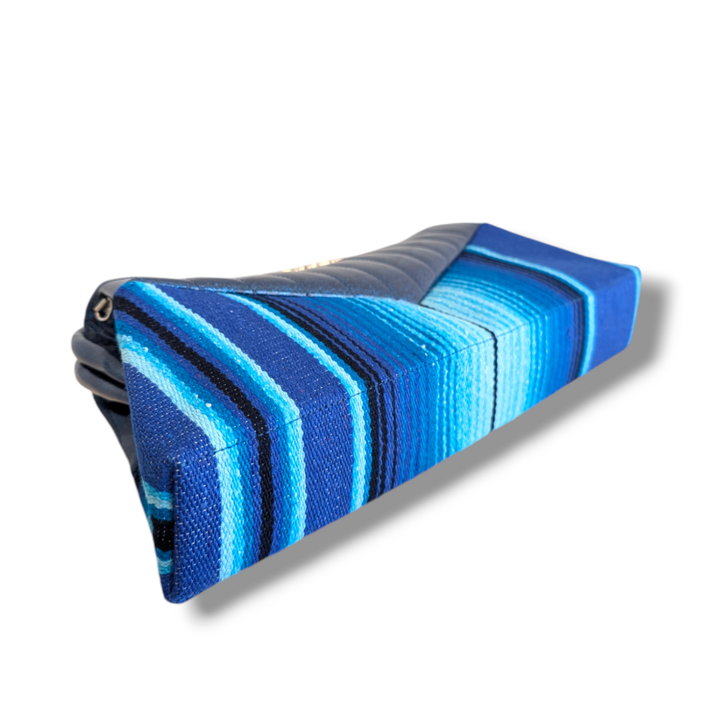 Lucille Clutch Bag - Blue Mex / Blue Glitter - Leopard Lining