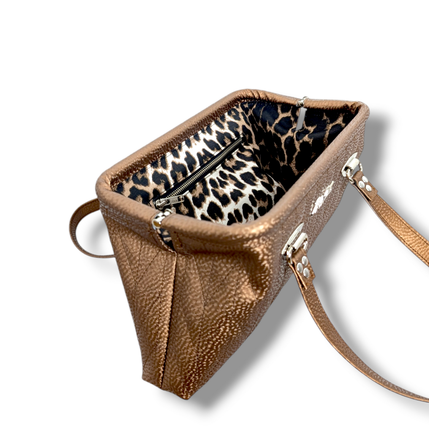 Dita Handbag with Firebird Pleating  - Copper Penny / Leopard Lining