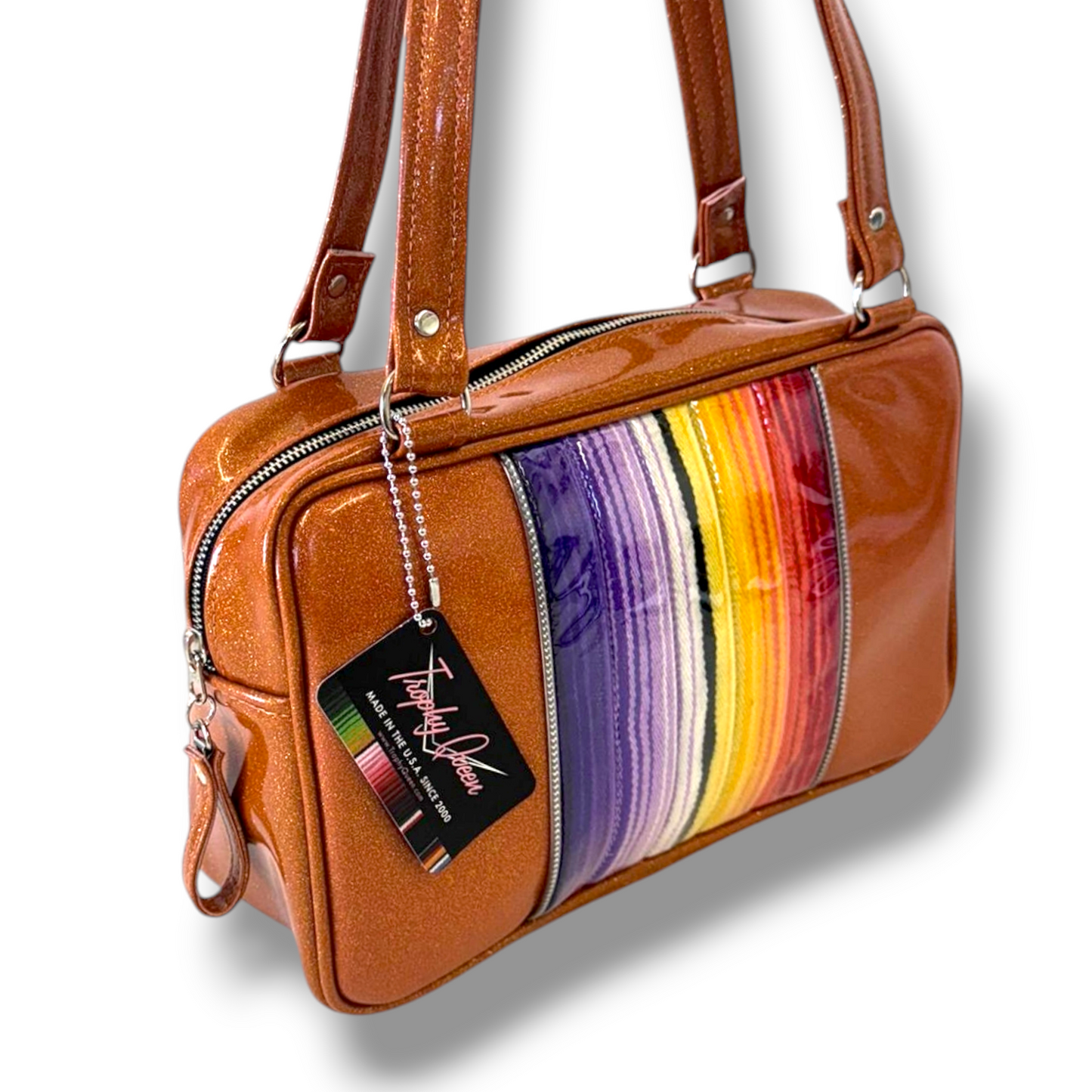 Roadster Tote Bag - Mex / Tangerine Glitter - Leopard Lining