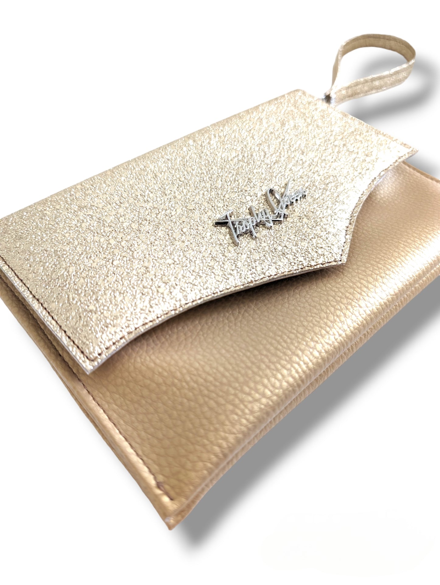 Marilyn Clutch - Gold Nugget / Light Gold - Leopard Canvas Lining