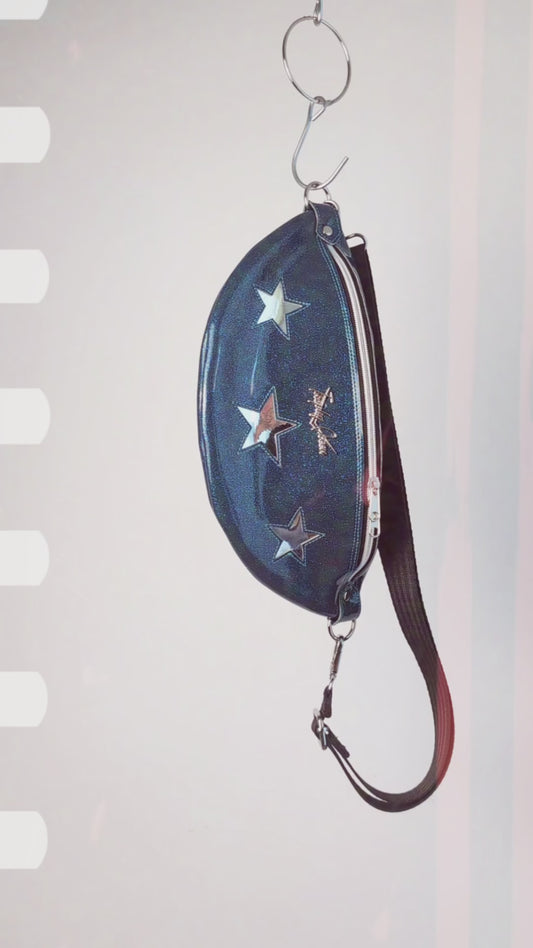 EZ Rider - Teal Glitter with Chrome Stars  / Velvet Leopard Lining