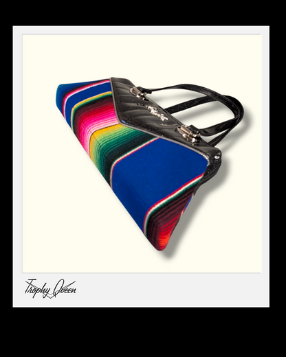 Custom Handbag - Serape & Coal Black Flake / Virgin Mary Bandana Lining