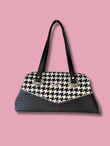 LIMITED EDITION! Houndstooth Upholstery / Diamond Pleat Handbag - Virgin Mary Lining