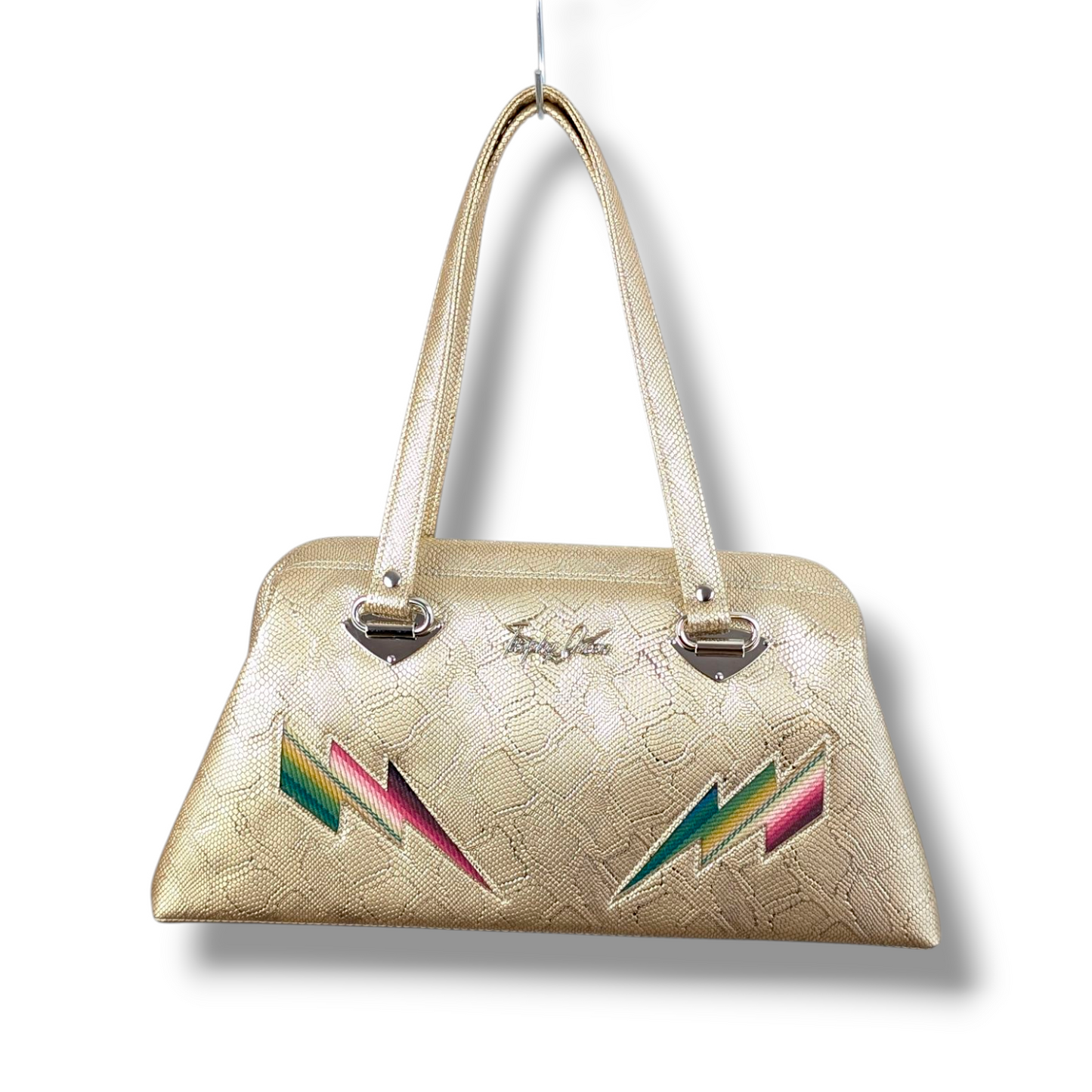 Dita TCB Handbag - Gold Metalic Reptile / Mex Bolts - Leopard Lining