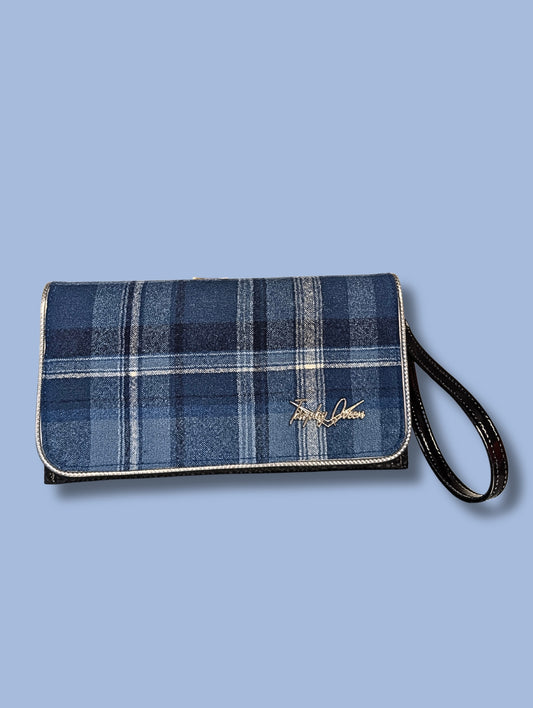 Clutch Wallet - Blue Pendleton / Black Ice - Gray Leo Lining