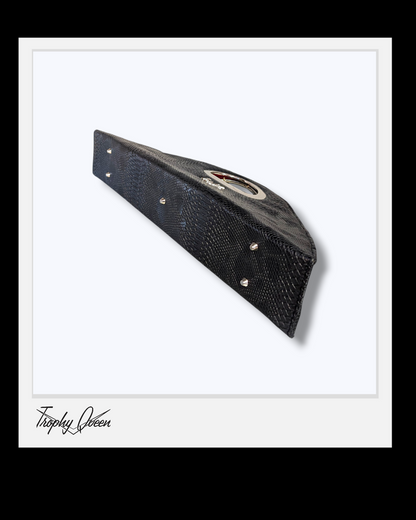 Couture Clutch - Black Croc Leatherette  / Red Silk Lining