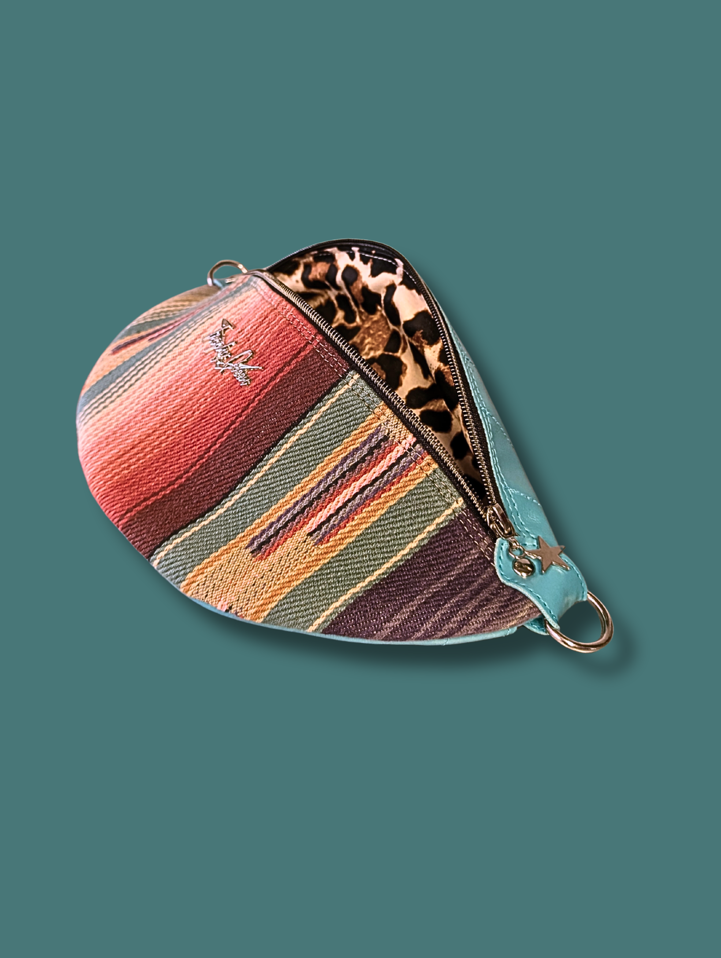 EZ Rider - South West Print Serape / Turquiose Leatherette - Satin Leopard Lining