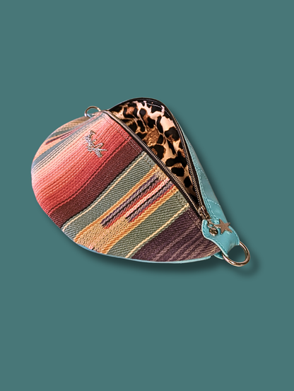 EZ Rider - South West Print Serape / Turquiose Leatherette - Satin Leopard Lining