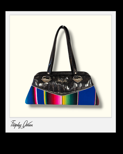 Custom Handbag - Serape & Coal Black Flake / Virgin Mary Bandana Lining