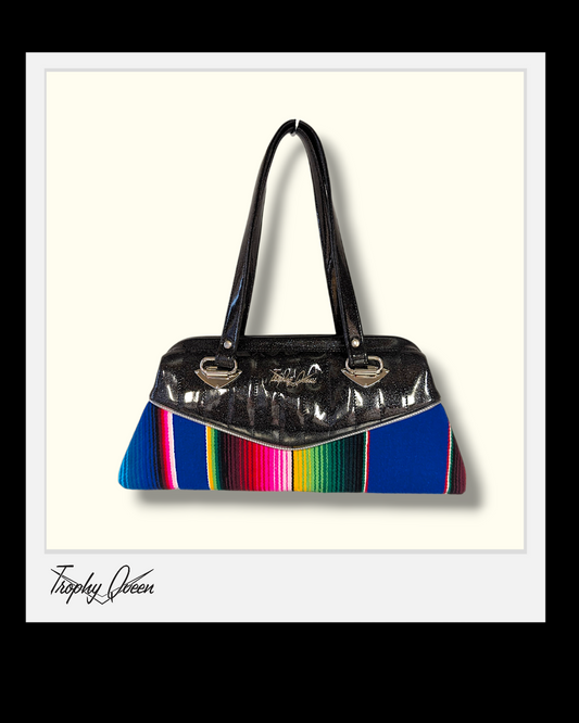 Custom Handbag - Serape & Coal Black Flake / Virgin Mary Bandana Lining
