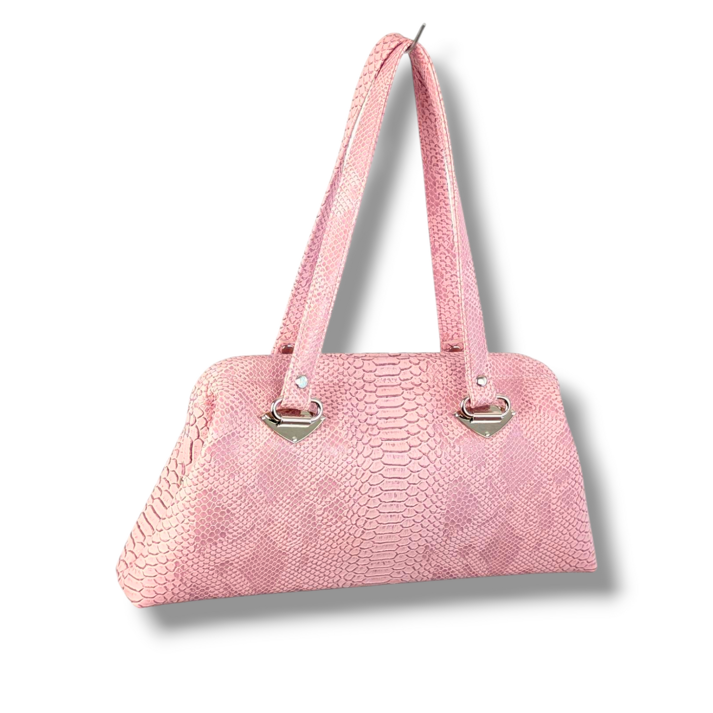 Dita Handbag - Pink Python / Chrome Mirror Bolts - Mex Lining