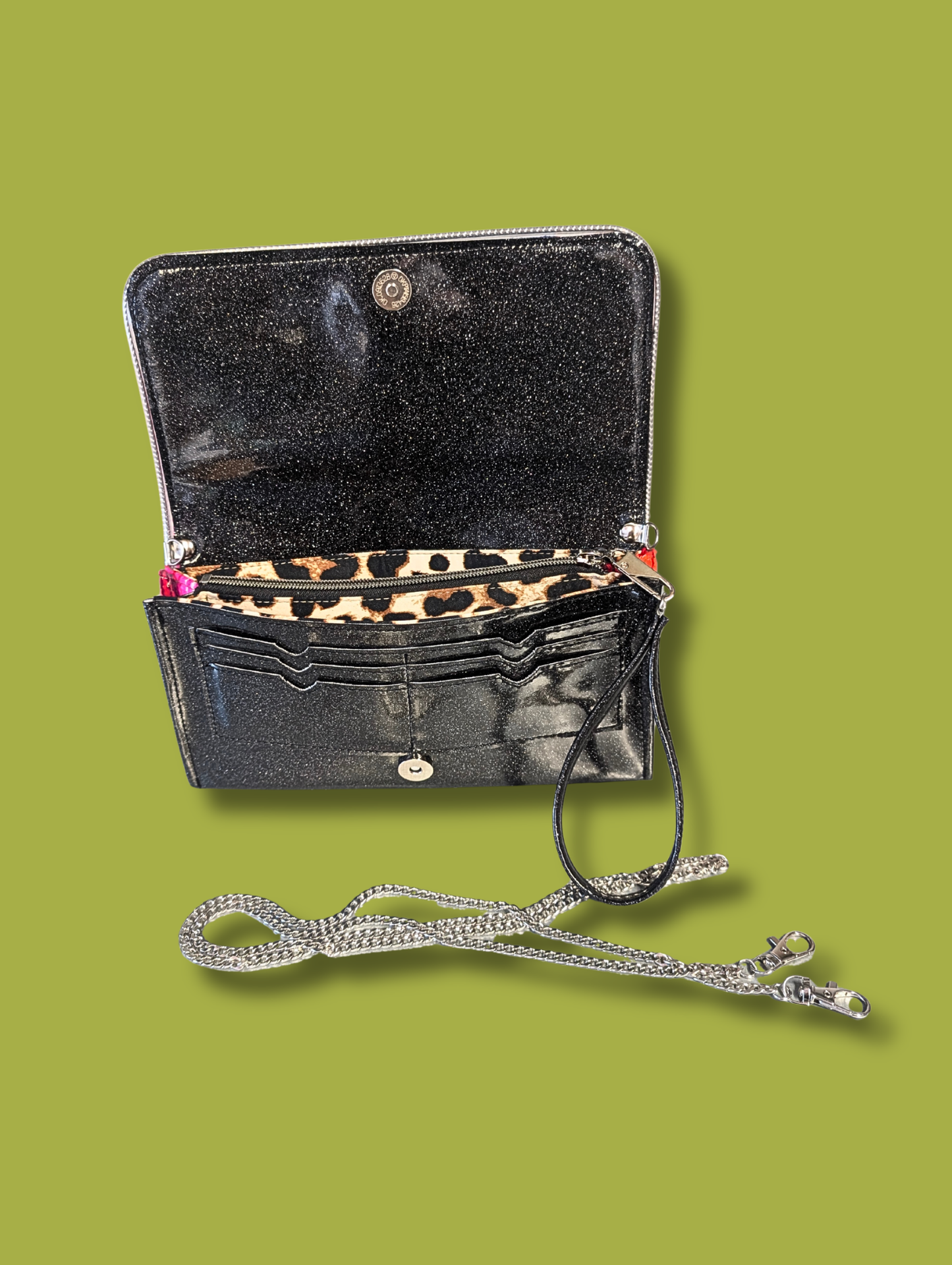 Clutch Wallet - Mex / Coal Black Flake Leopard Satin Lining