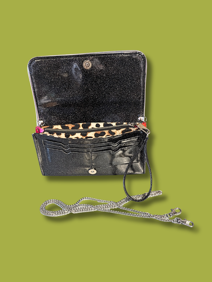 Clutch Wallet - Mex / Coal Black Flake Leopard Satin Lining